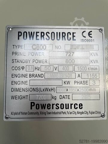 Aggregat Cummins QSK19-G11 - 800 kVA Generator - DPX-19849
