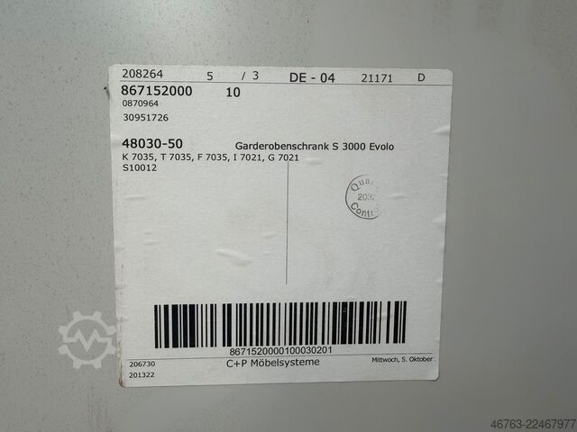 Garderober sa 5 odeljaka sa klupom C+P Möbelsysteme S 3000 Evolo