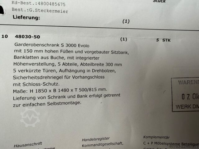 Garderober sa 5 odeljaka sa klupom C+P Möbelsysteme S 3000 Evolo