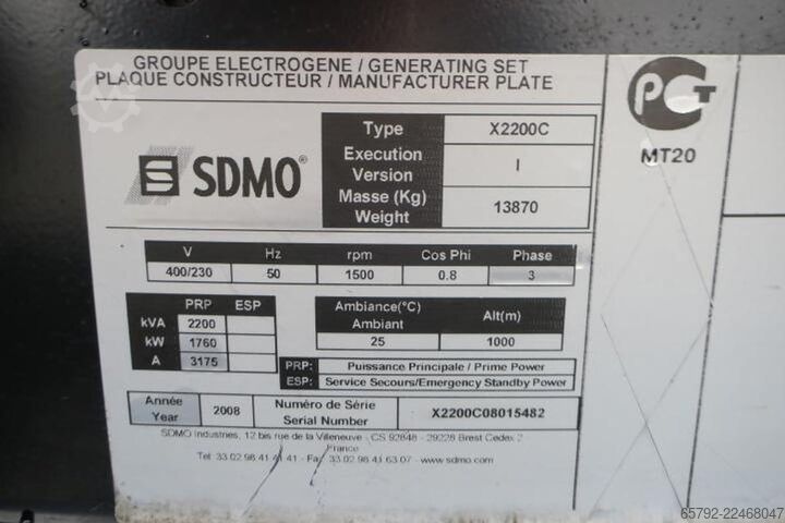 2008 MTU 16V4000G63 - 2200 KVA MTU 16V4000G63