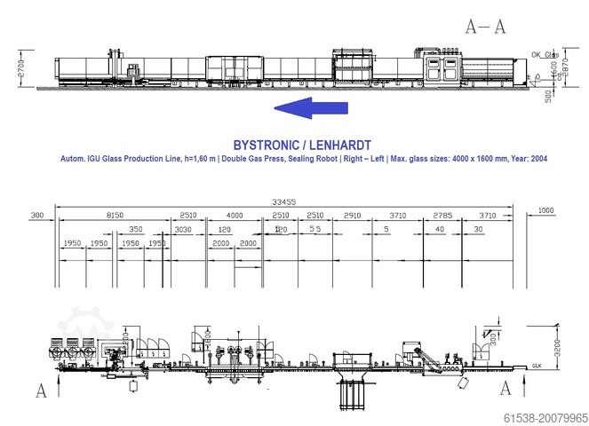 Machine de fabrication de verre isolant BYSTRONIC / LENHARDT 4000 x 1600, IGU Line – Double Gas Press