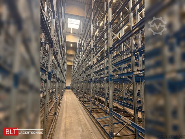 Raft për ngarkesa të rënda, raft industrial, raft i lartë SSI Schäfer PR600 – 30,90 lfm, Höhe 7,5m Boden + 4 Ebenen | Fachlast bis 3500 kg