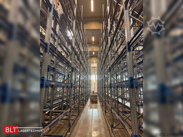 Raft për ngarkesa të rënda, raft industrial, raft i lartë SSI Schäfer PR600 – 30,90 lfm, Höhe 7,5m Boden + 4 Ebenen | Fachlast bis 3500 kg
