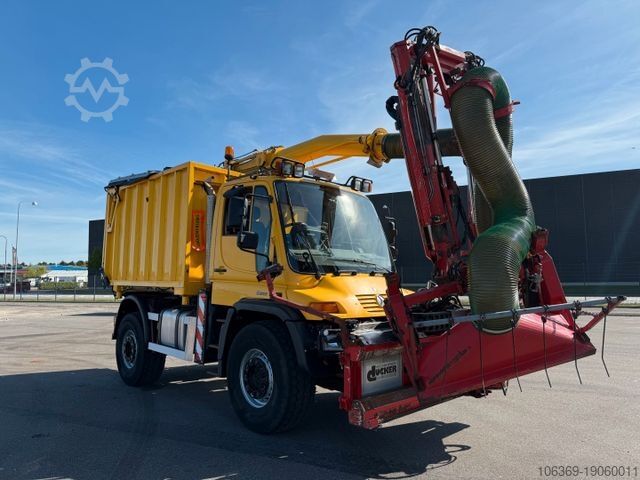 Vörubíll með tippgrind UNIMOG U500 4x4 / Dücker Kipper / Saug / Mäher  MKT 15R