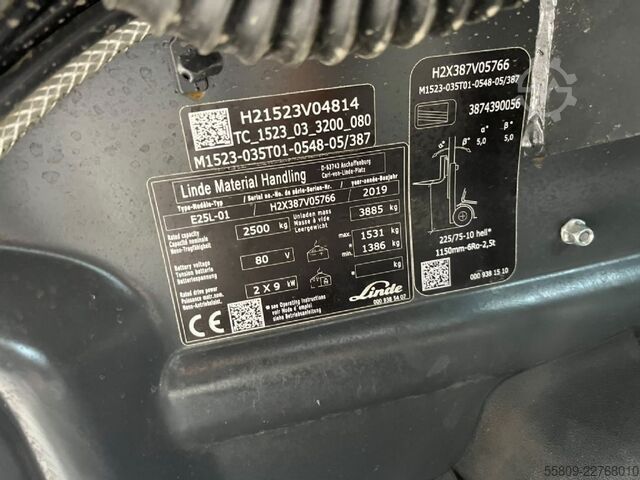 Електричний 4 -колісний навантажувач Linde E 25 L - 01 // Triplex // nur 700Std. // Zinkenver