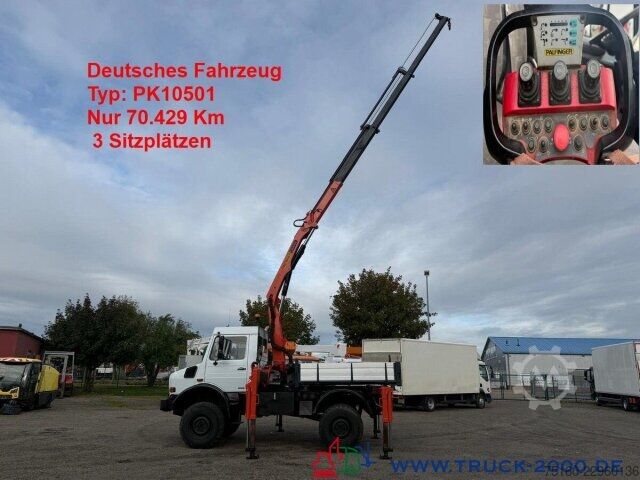 Tovornjak s ploščadjo Unimog U4000 4x4 Palfinger Kran PK10501 Hakenhöhe 11,5M