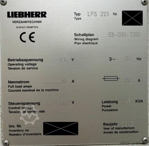गियरव्हील शेपिंग मशीन Liebherr LFS 223