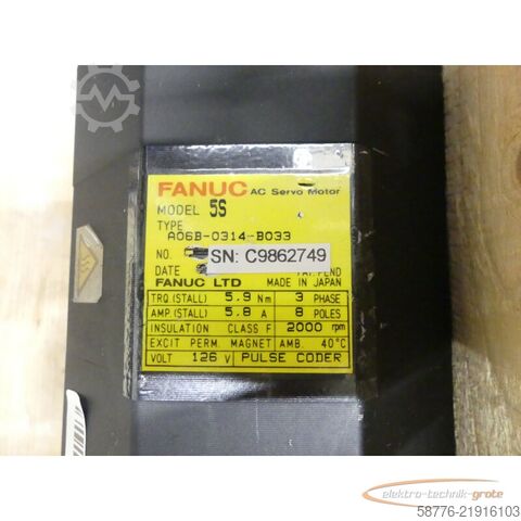 Besturingsunit Fanuc A06B-0314-B033 AC Servo Motor SN: C9862749