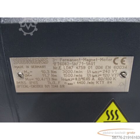 Unitate de control Siemens 1FT6082-1AF71-1AG1 SN:ELD87475901006 generalüberholt mit 12 Monaten Gewährleistung!