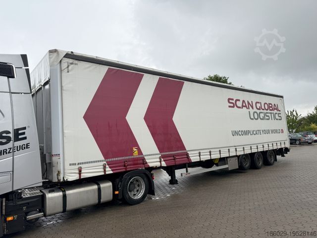 Semirremolque de plataforma baja  Wiese Mega Schiebeplane mit Dhollandia Rampe 9t