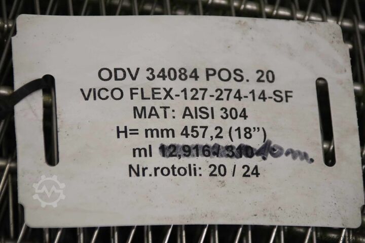 Curea transportoare cu balamale, oțel inoxidabil, 2 role Costacurta VICO FLEX-127-274-14-SF Breite 457 mm