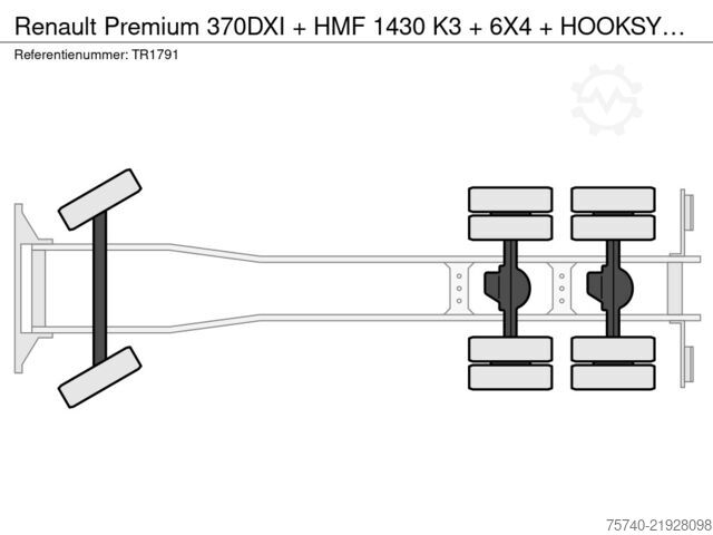 Jeřábové vozidlo Renault Premium 370DXI + HMF 1430 K3 + 6X4 + HOOKSYTEM ...