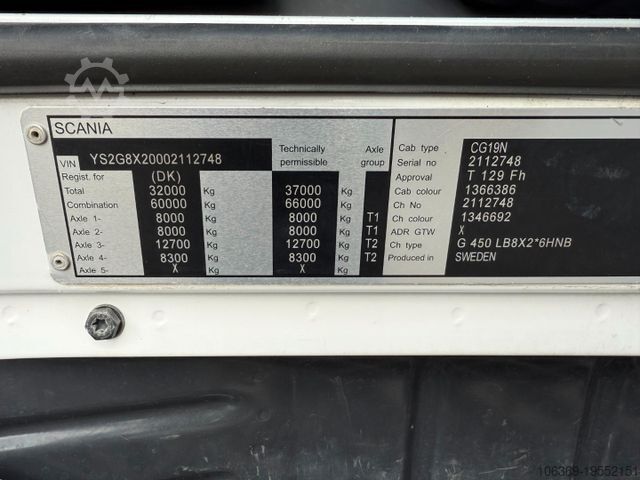 Lastebilchassis SCANIA G450 8x2*6 ADR Chassis / Fahrgestell / Euro 6