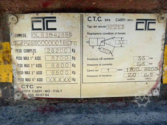 žemagrindė puspriekabė statybos technikos transportavimui CTC RP26S