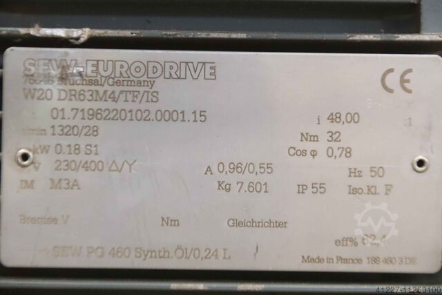 Pavaros variklis 0,18 kW 28 aps/min SEW-Eurodrive W20 DR63M4/TF/IS