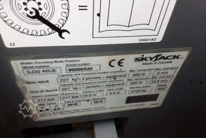 Plataforma elevadora autocontrolada Skyjack SJ30 ARJE Elektro 11m