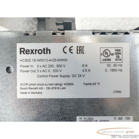  Rexroth Indradrive HCS02 HCS02.1E-W0012-A-03-NNNN MNR: R911305034 --