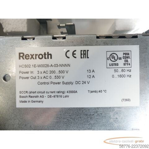  Rexroth Indradrive HCS02 HCS02.1E-W0028-A-03-NNNN MNR: R911305034 --