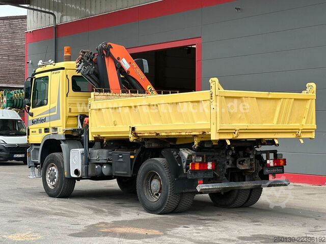 Three-sided tipper truck MERCEDES-BENZ Actros 1850 V8 MP2 4x4 BB Meiller-DSK, Palfinger