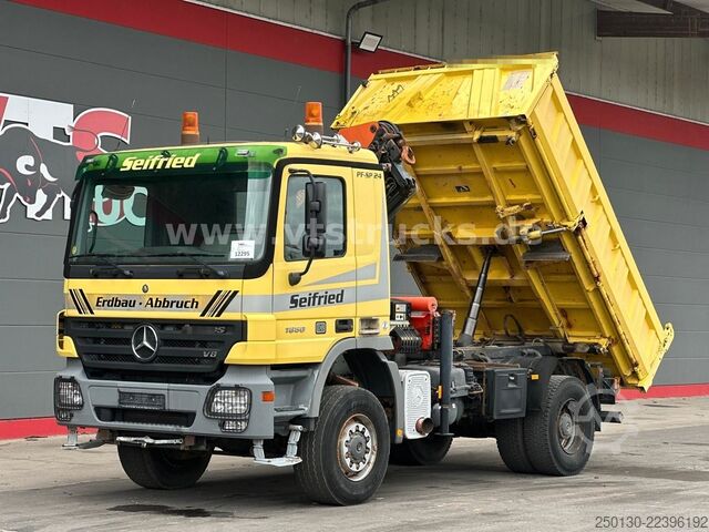 Three-sided tipper truck MERCEDES-BENZ Actros 1850 V8 MP2 4x4 BB Meiller-DSK, Palfinger