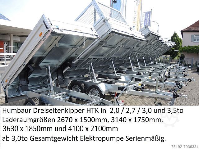 Humbaur HTK3500.37 Dreiseitenkipper 3,5to Ladefläche 363 x 185cm