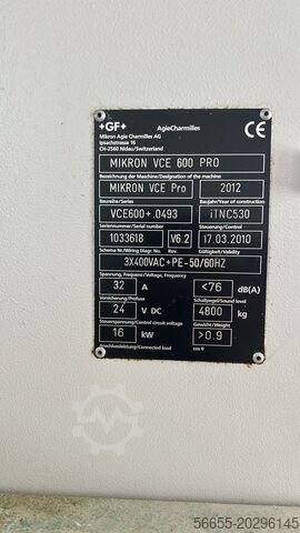 Centre d'usinage universel Mikron VCE 600 PRO BJ 2012