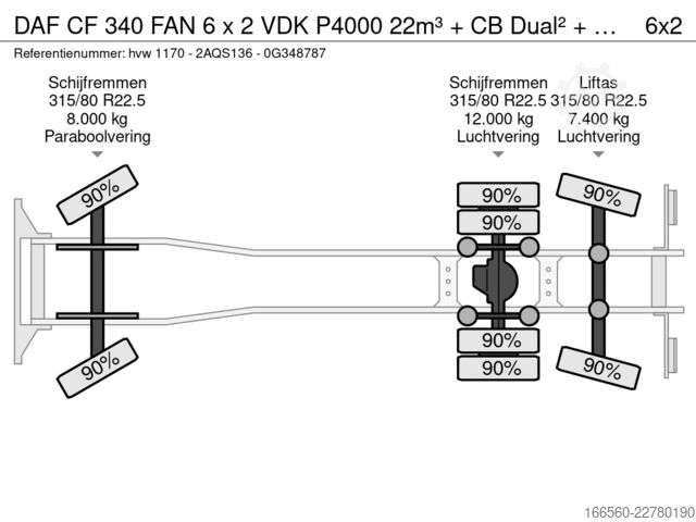Camion della spazzatura DAF CF 340 FAN 6 x 2 VDK P4000 22m³ + CB Dual² + su...
