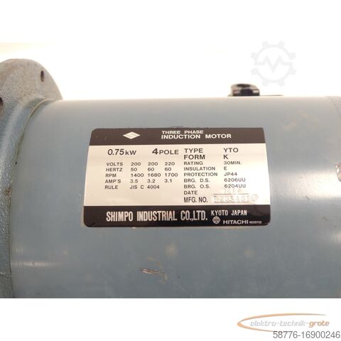 Vél  Hitachi / Shimpo Industrial YTO 3-Phasen Induktionsmotor Form K SN:B205408
