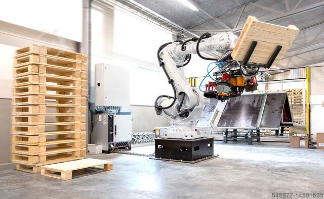 Robot cell for pallet making 