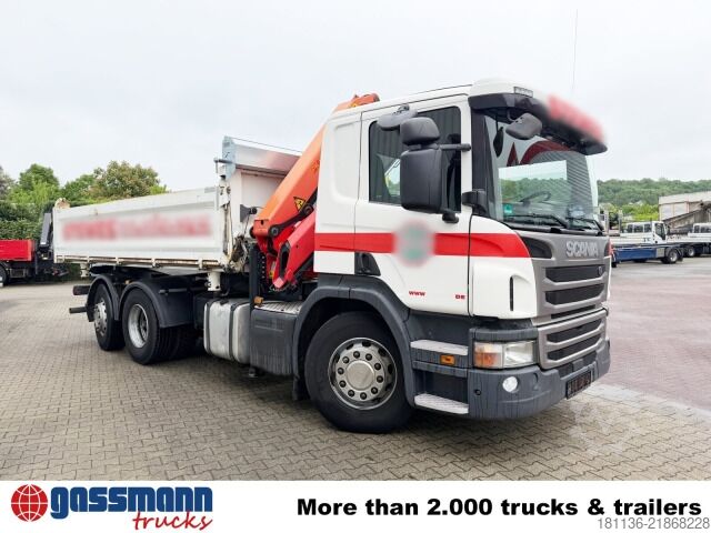 Kipper LKW Scania P 320 6x2/4, Lenk-/Liftachse, Kran Palfinger PK