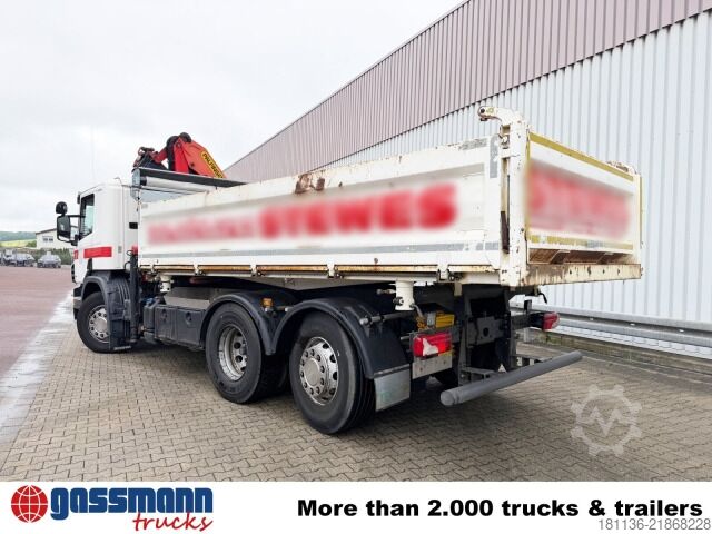 Kipper LKW Scania P 320 6x2/4, Lenk-/Liftachse, Kran Palfinger PK