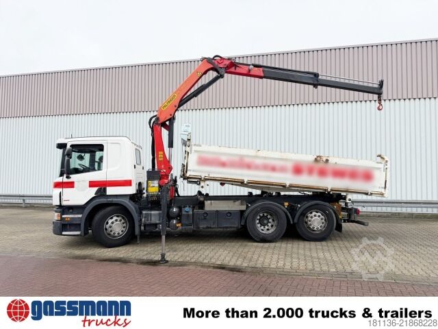 Kipper LKW Scania P 320 6x2/4, Lenk-/Liftachse, Kran Palfinger PK