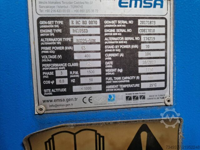 Generaattori EMSA E RC EG 0070