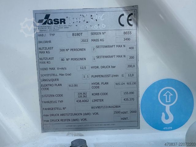 トラック搭載型作業用プラットフォーム MERCEDES-BENZ Sprinter 314 / GSR B 180 T / HomeButton
