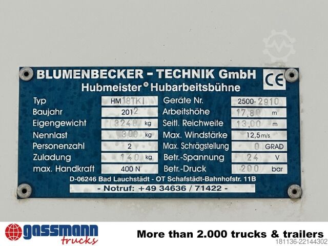 Furgoneta personalizada MAN TGL 8.180 4X2 BB, EEV, Blumenbecker
