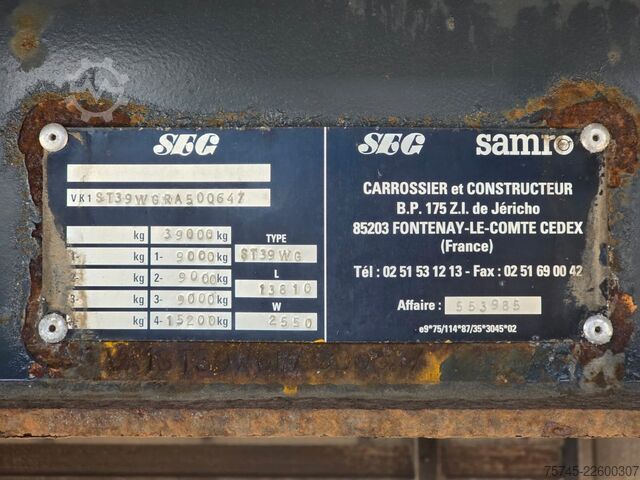 ボックスセミトレーラー SAMRO ST39 * ROLLENBETT * KOFFER * BPW * 3-ACHSER