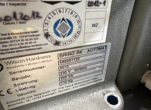 Duromètre Superrockwell ITW Bühler Wilson Briro RK Automat