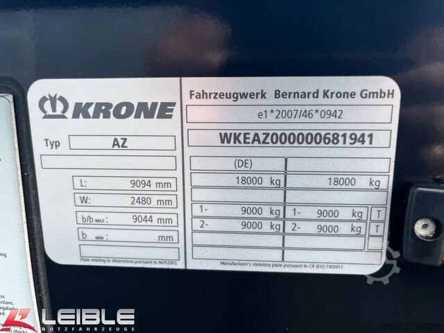 Skipaskassi vagn KRONE AZ*BDF Lafette*Reifen 70-80% *kein Rost*