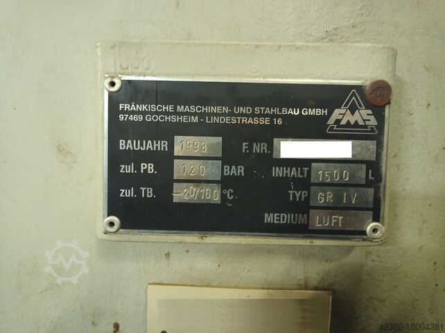 왕복동 콤푸레셔 왕복동 콤푸레셔 J.A. Becker § Söhne 22kW SV 1101/120 (120 bar / 1,1m³/min)