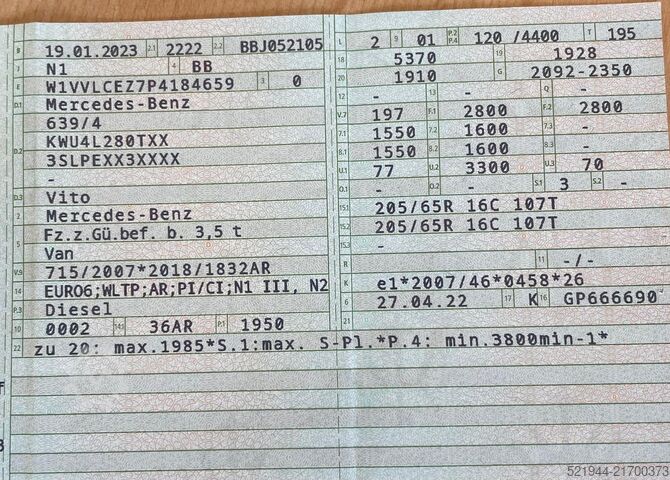 Furgon blaszak Mercedes-Benz Vito Kasten 116 CDI RWD extralang Kamera