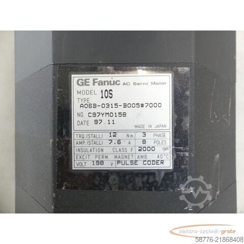  Fanuc 10S A06B-0315-B005 AC Servo Motor SN: C97YM0158 --