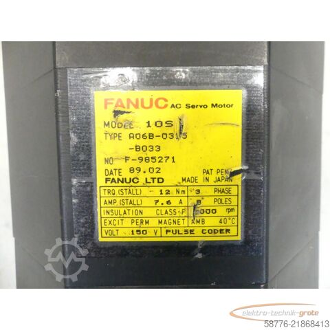  Fanuc 10S A06B-0315-B033 AC Servo Motor SN: F-985271 --