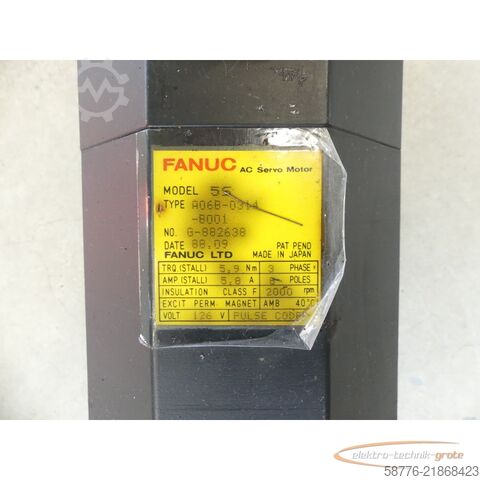  Fanuc 5S A06B-0314-B001 AC Servo Motor SN: G-882638