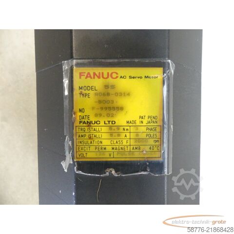  Fanuc 5S A06B-0314-B003 AC Servo Motor SN: F-995558