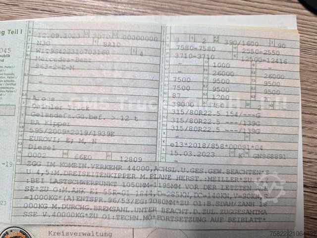 Трехсторонний самосвал MERCEDES-BENZ Arocs 2653 / 6X4 / Meiller BORDMATIK / 50mm AHK