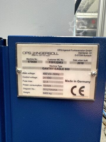 型彫り放電加工機 Ingersoll Gantry Eagle 800