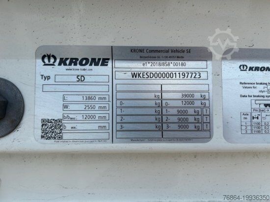 Kofferauflieger KRONE DRY LINER SDK 27, KOFFERAUFLIEGER, DOPPELSTOCK, LIFTACHSE,  ZURSCHIENEN