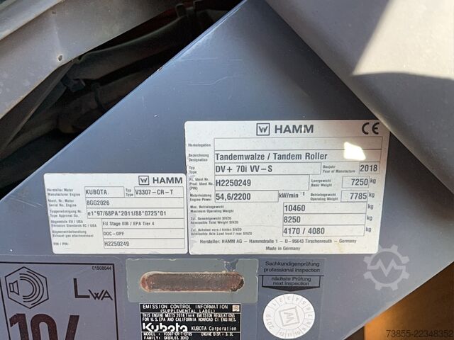 Rullo tandem Hamm DV+ 70i VV-S