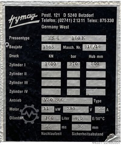 مكبس هيدروليكي Hymag HS 4 – 160 k