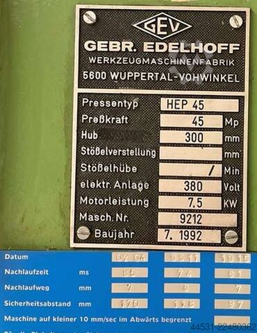 مكبس هيدروليكي Edelhoff HEP 45